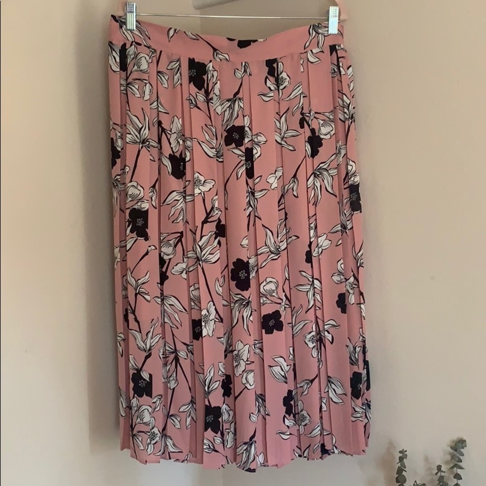 Pink Floral Midi Skirt